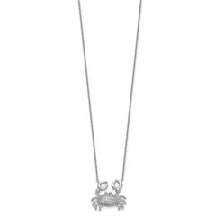 Cheryl M Sterling Silver Rhodium-plated Polished CZ Crab Necklace