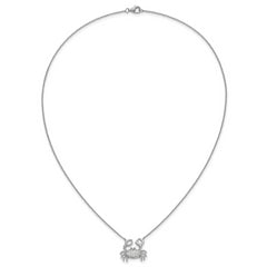 Cheryl M Sterling Silver Rhodium-plated Polished CZ Crab Necklace