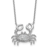 Cheryl M Sterling Silver Rhodium-plated Polished CZ Crab Necklace