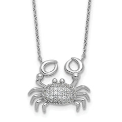 Cheryl M Sterling Silver Rhodium-plated Polished CZ Crab Necklace