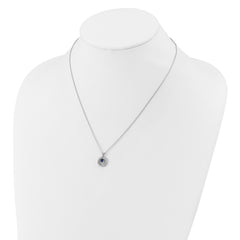 Cheryl M Sterling Silver Rhodium-plated Polished Blue Glass and CZ Circles with 2 Inch Extension Necklace