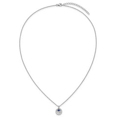 Cheryl M Sterling Silver Rhodium-plated Polished Blue Glass and CZ Circles with 2 Inch Extension Necklace