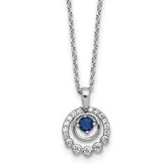 Cheryl M Sterling Silver Rhodium-plated Polished Blue Glass and CZ Circles with 2 Inch Extension Necklace