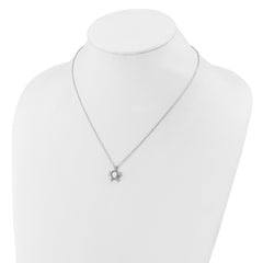 Cheryl M Sterling Silver Rhodium-plated Polished Lab Created Opal and CZ Turtle Necklace