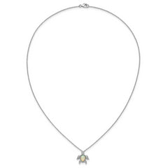 Cheryl M Sterling Silver Rhodium-plated Polished Lab Created Opal and CZ Turtle Necklace