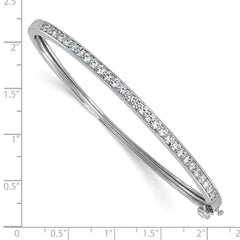 Cheryl M Sterling Silver Rhodium-plated Polished CZ Hinged Bangle
