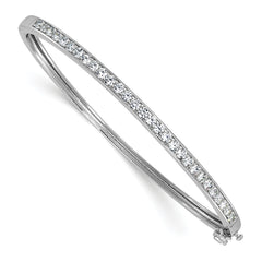 Cheryl M Sterling Silver Rhodium-plated Polished CZ Hinged Bangle