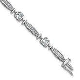 Cheryl M Sterling Silver Rhodium-plated Polished CZ Mom with Safety Clasp Bracelet