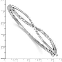 Cheryl M Sterling Silver Rhodium-plated Polished CZ Infinity Hinged Bangle
