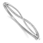 Cheryl M Sterling Silver Rhodium-plated Polished CZ Infinity Hinged Bangle