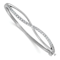 Cheryl M Sterling Silver Rhodium-plated Polished CZ Infinity Hinged Bangle