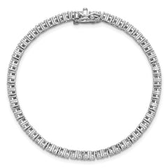 Cheryl M Sterling Silver Rhodium-plated Polished CZ with Safety Clasp Tennis Bracelet