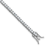 Cheryl M Sterling Silver Rhodium-plated Polished CZ with Safety Clasp Tennis Bracelet