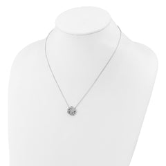Cheryl M Sterling Silver Rhodium-plated Polished Black and White CZ Dolphin Necklace