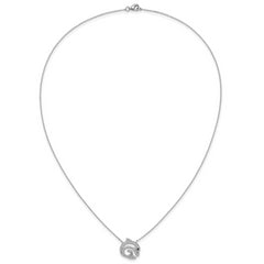 Cheryl M Sterling Silver Rhodium-plated Polished Black and White CZ Dolphin Necklace