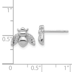 Cheryl M Sterling Silver Rhodium-plated Polished CZ Bee Post Earrings