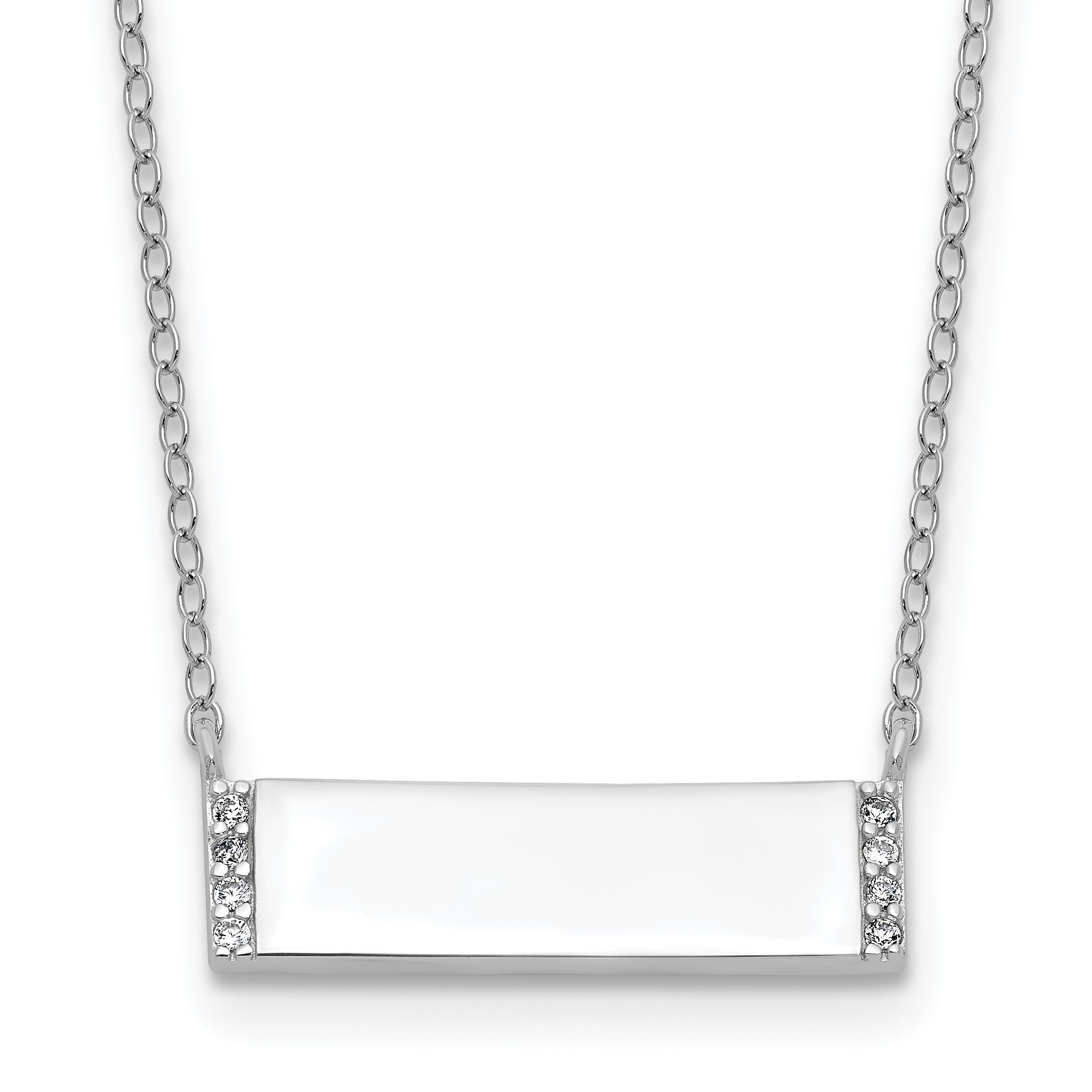 Cheryl M Sterling Silver Rhodium-plated Polished CZ Bar Necklace