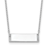 Cheryl M Sterling Silver Rhodium-plated Polished CZ Bar Necklace