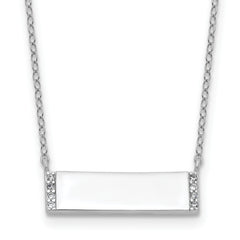 Cheryl M Sterling Silver Rhodium-plated Polished CZ Bar Necklace