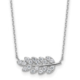 Cheryl M Sterling Silver Rhodium-plated Polished CZ Leaf Necklace