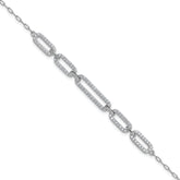 Cheryl M Sterling Silver Rhodium-plated Polished CZ Links with 1.5 Inch Extension Bracelet