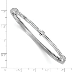 Cheryl M Sterling Silver Rhodium-plated Polished CZ Hinged Bangle