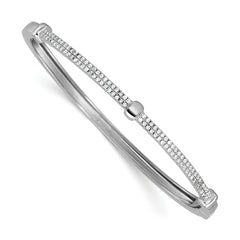 Cheryl M Sterling Silver Rhodium-plated Polished CZ Hinged Bangle