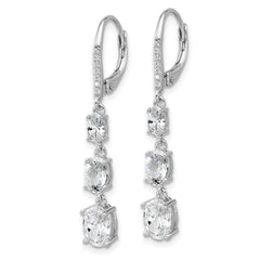 Cheryl M Sterling Silver Rhodium-plated Polished Triple Oval CZ Leverback Dangle Earrings