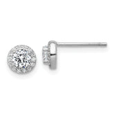 Cheryl M Sterling Silver Rhodium-plated Polished CZ Halo Post Earrings