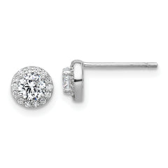 Cheryl M Sterling Silver Rhodium-plated Polished CZ Halo Post Earrings