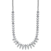 Cheryl M Sterling Silver Rhodium-plated Polished Fancy CZ Necklace
