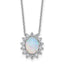 Oval Created Opal & Cubic Zirconia Halo Necklace in Sterling Silver, 18 Inch - Sophia Jewelers