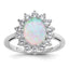 Oval Created Opal & Cubic Zirconia Halo Ring in Sterling Silver, Size 6–9 - Sophia Jewelers