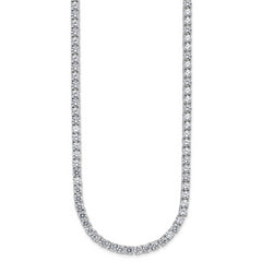 Cheryl M Sterling Silver Rhodium-plated Polished 4.00mm CZ with Safety Clasp Tennis Necklace