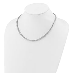 Cheryl M Sterling Silver Rhodium-plated Polished 4.00mm CZ with Safety Clasp Tennis Necklace