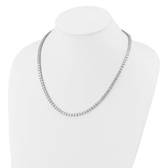 Cheryl M Sterling Silver Rhodium-plated Polished 4.00mm CZ with Safety Clasp Tennis Necklace