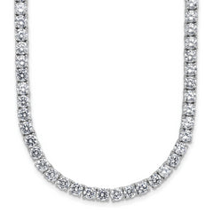 Cheryl M Sterling Silver Rhodium-plated Polished 4.00mm CZ with Safety Clasp Tennis Necklace