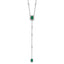 Cheryl M Sterling Silver Rhodium-plated Polished Fancy Green Glass and CZ Lariat Necklace