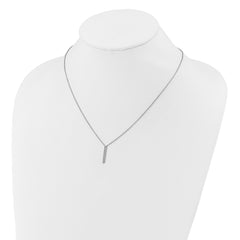 Cheryl M Sterling Silver Rhodium-plated Polished CZ Bar Necklace
