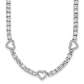 Cheryl M Sterling Silver Rhodium-plated Polished CZ Hearts Necklace