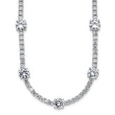 Cheryl M Sterling Silver Rhodium-plated Polished CZ Station with Safety Clasp Necklace