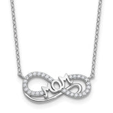 Cheryl M Sterling Silver Rhodium-plated Polished CZ Mom Infinity Necklace