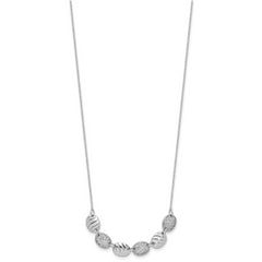 Cheryl M Sterling Silver Rhodium-plated Polished and Grooved CZ Ovals Necklace