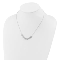 Cheryl M Sterling Silver Rhodium-plated Polished and Grooved CZ Ovals Necklace