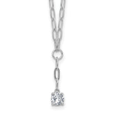 Cheryl M Sterling Silver Rhodium-plated Polished CZ Paperclip Link Lariat Necklace
