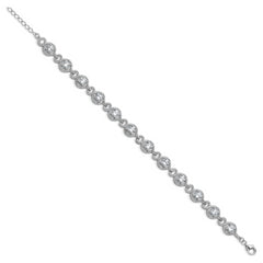 Cheryl M Sterling Silver Rhodium-plated Polished Fancy CZ with 1 Inch Extension Bracelet