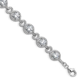 Cheryl M Sterling Silver Rhodium-plated Polished Fancy CZ with 1 Inch Extension Bracelet