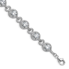 Cheryl M Sterling Silver Rhodium-plated Polished Fancy CZ with 1 Inch Extension Bracelet