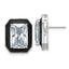 Black Enamel and Emerald-Cut Cubic Zirconia Stud Earrings in Sterling Silver - Sophia Jewelers