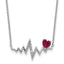 Lab-Created Ruby & Cubic Zirconia Heartbeat Necklace in Sterling Silver, 18 Inch - Sophia Jewelers